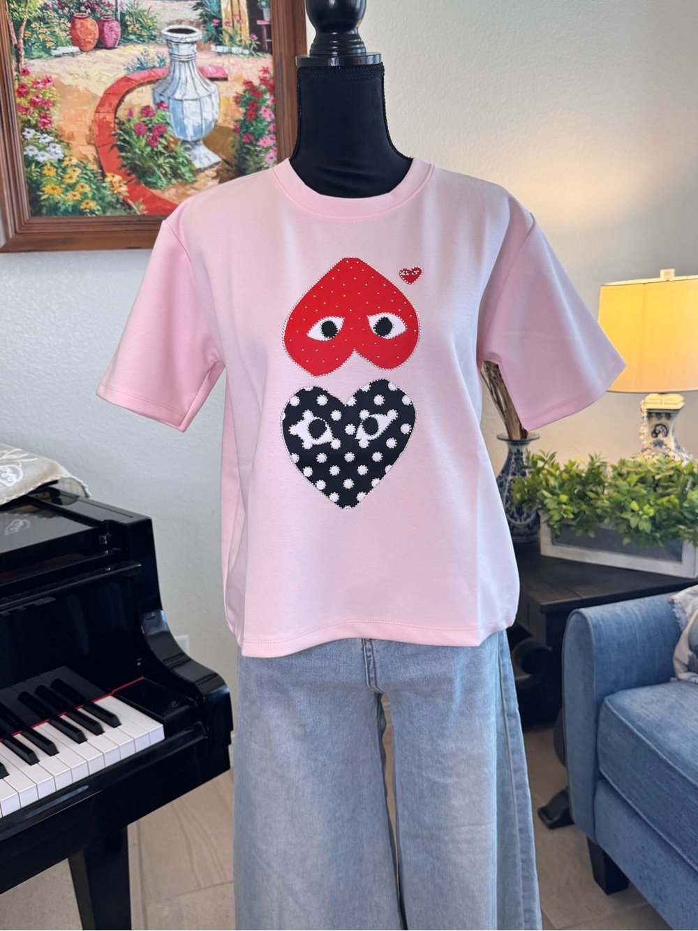 Pink Heart Graphic Tee